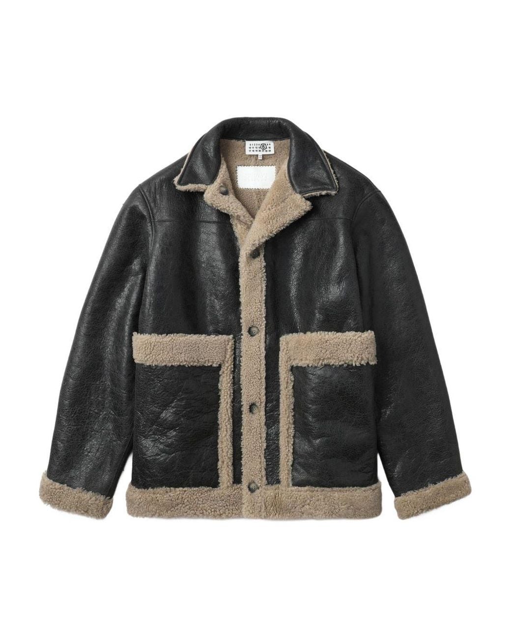 MM6 by Maison Margiela Black Lambskin Shearling-Panel Jacket for men
