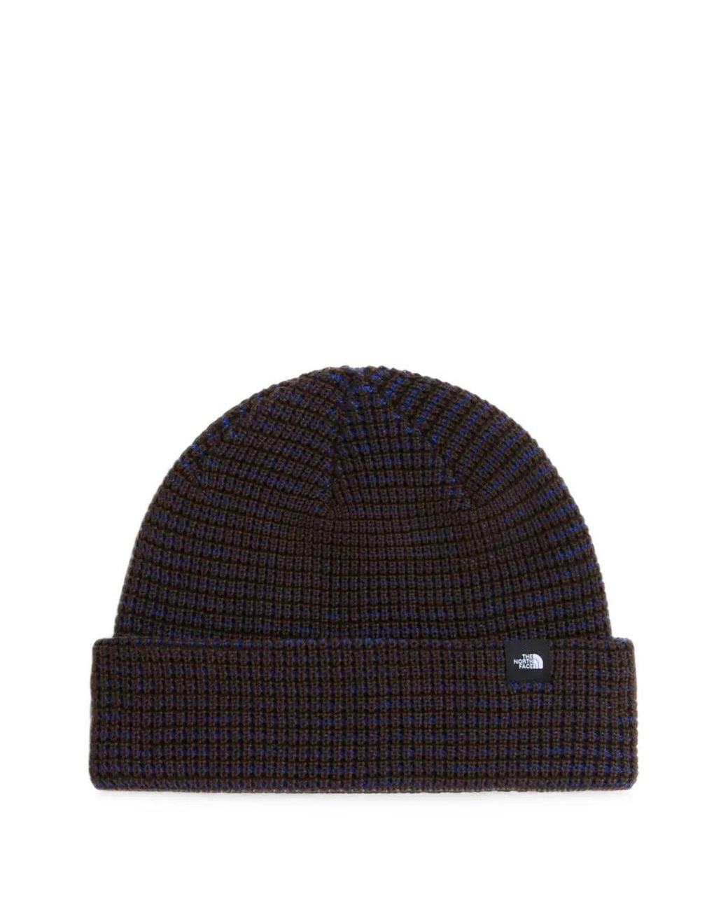 The North Face Black Tnf Fisherman Logo-Patch Beanie Hat for men