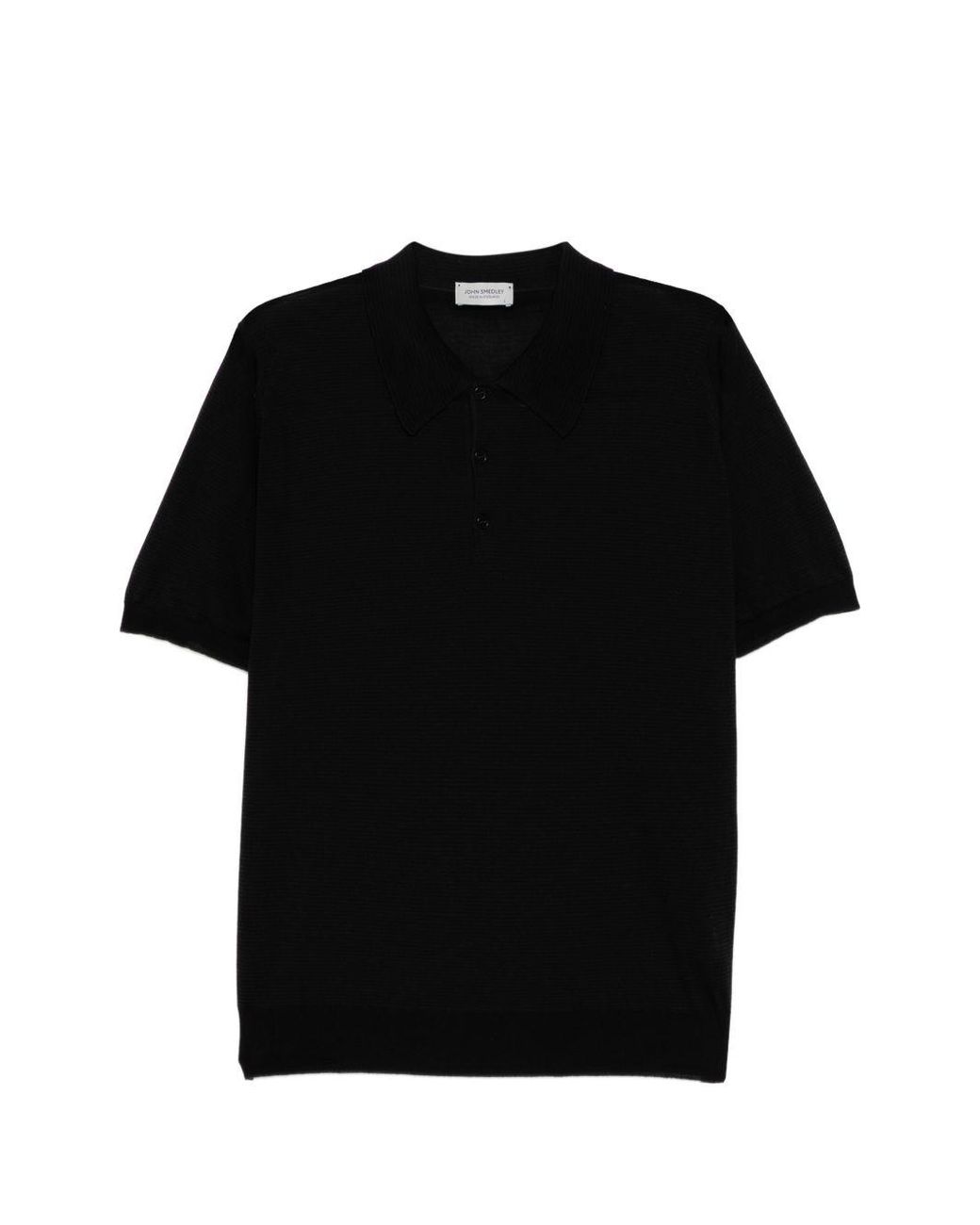 John Smedley Black Elvins Fine Stripe Polo Shirt for men