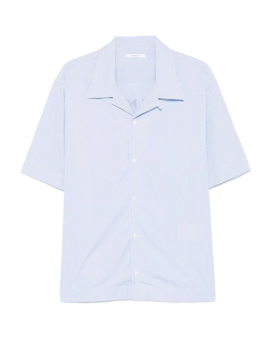 Givenchy Blue Cotton Pinstripe Bowling Shirt for men