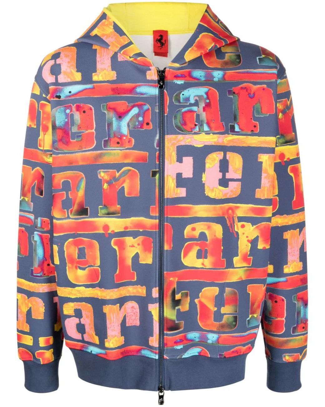 Ferrari Blue Logo-Painterly Zip-Up Hoodie for men