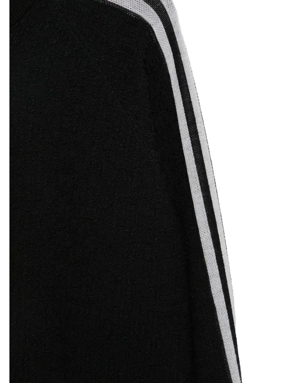 Y-3 Black Fringed-Detail Side-Stripe Sweatshirt for men