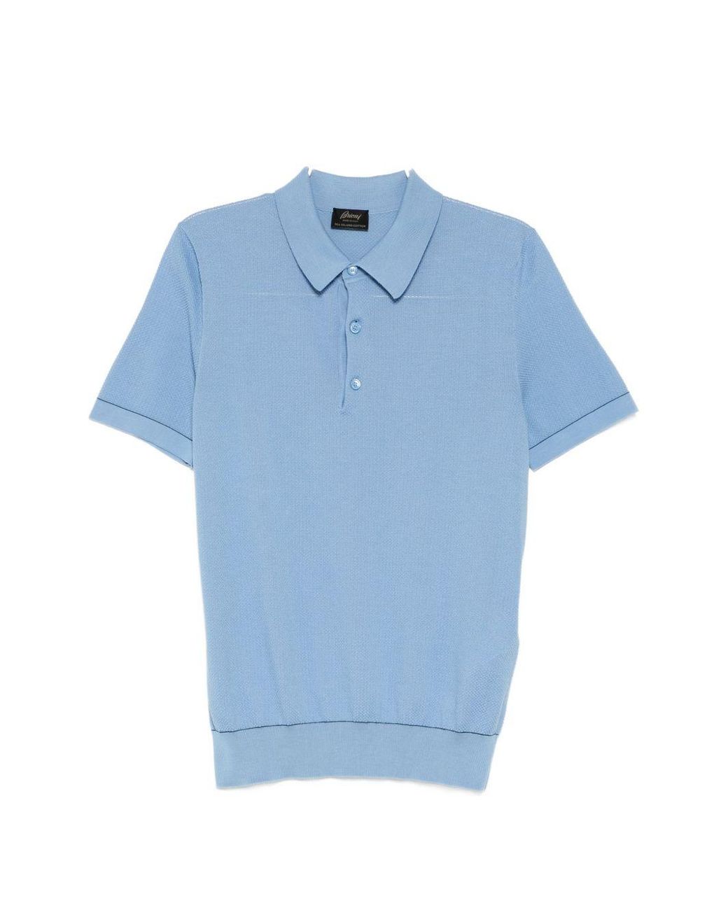 Brioni Blue Sea Island Piqué Cotton Polo Shirt for men