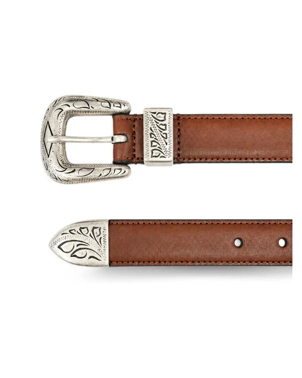 Andersons Brown Engraved Leather Belt for men