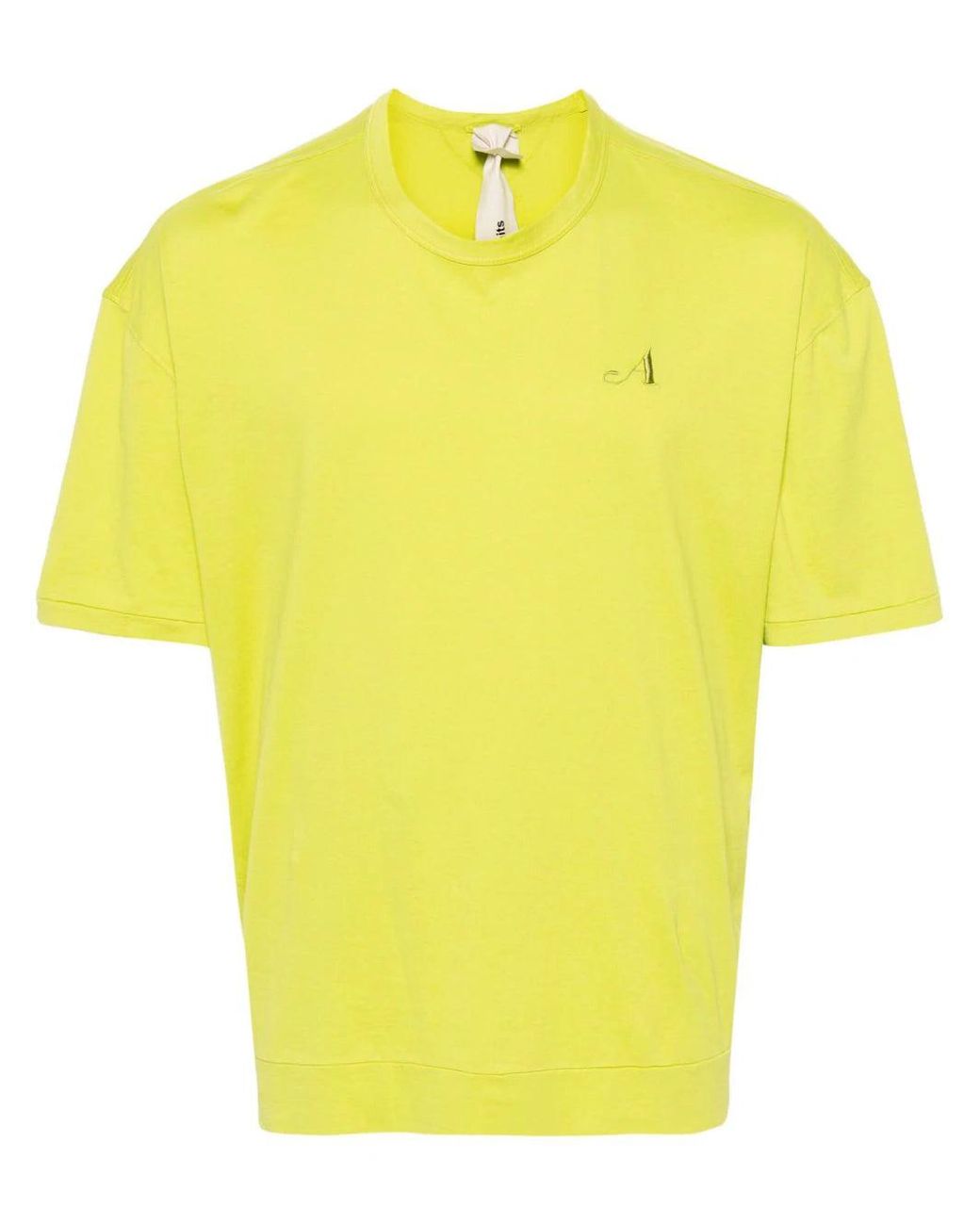 C P Company Yellow Logo-Embroidered Cotton T-Shirt for men