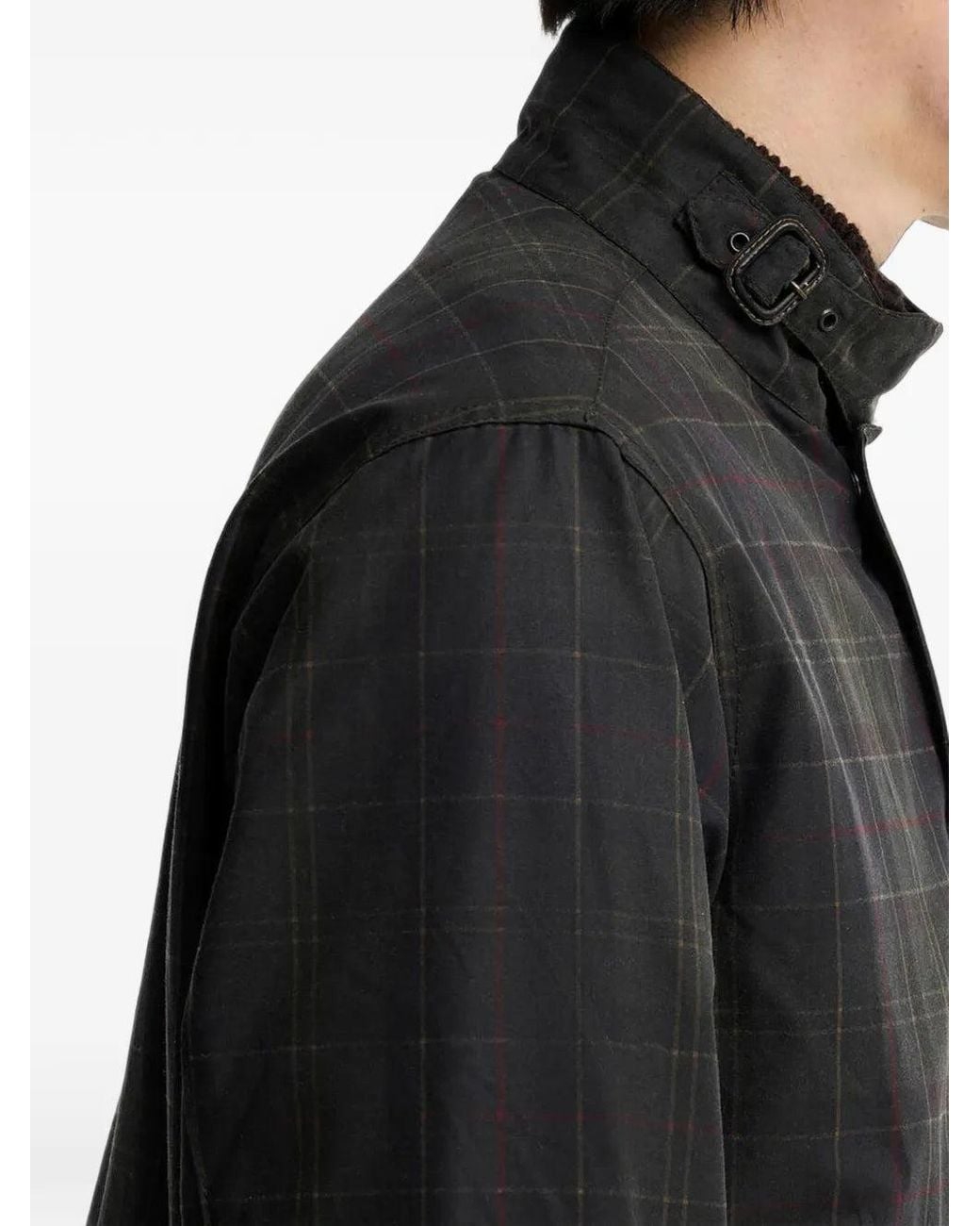 Barbour Black Ursula Tartan-Print Buckled-Collar Jacket for men