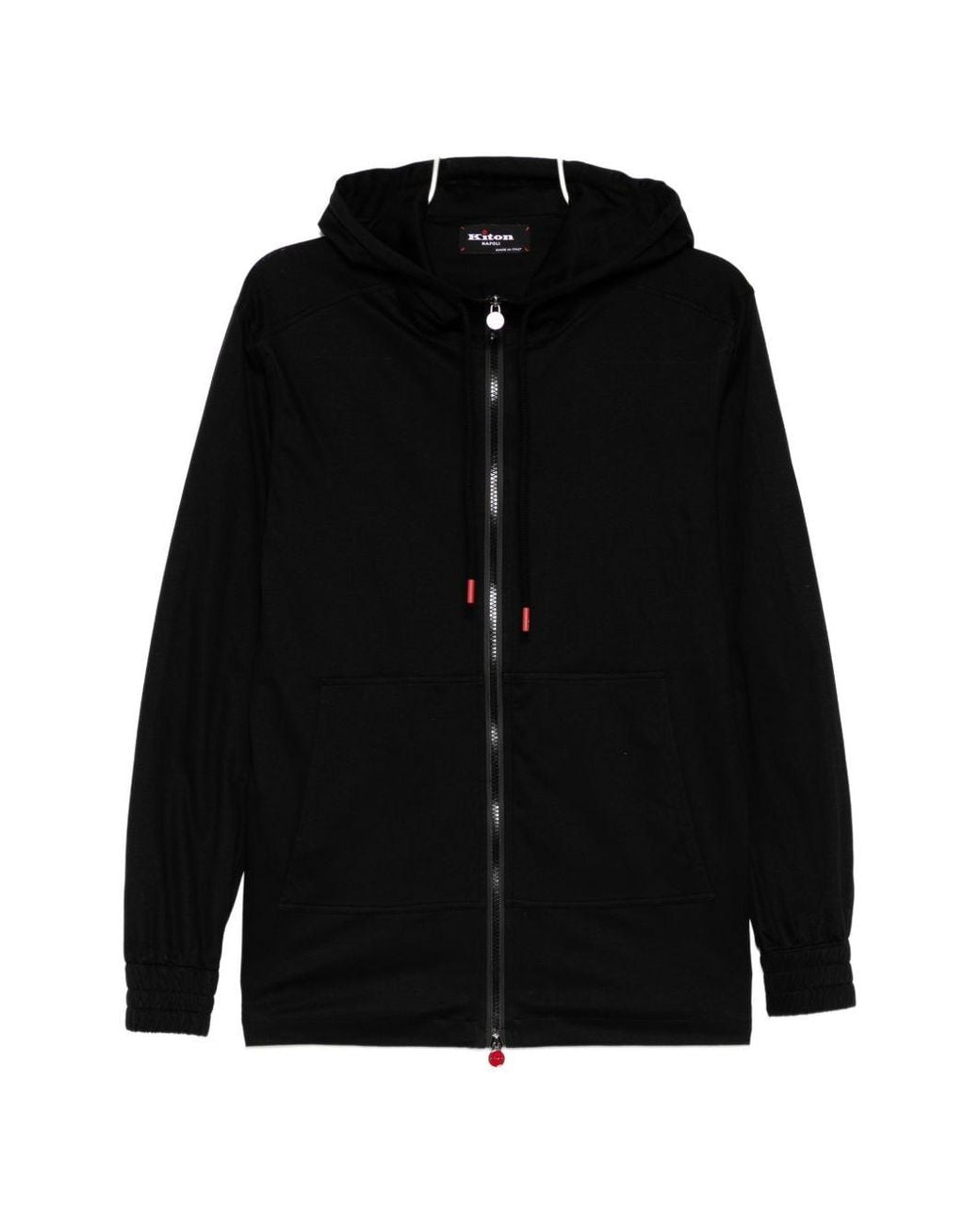 Kiton Black Zip-Up Hooded Track Set for men