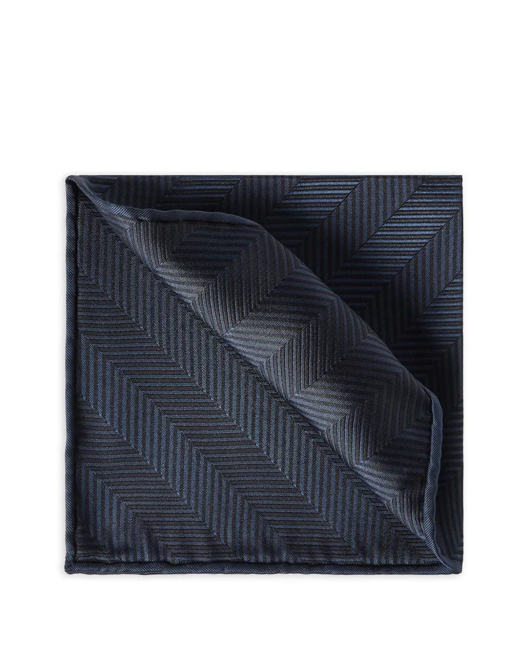 Brunello Cucinelli Blue Silk Chevron Pocket Square for men