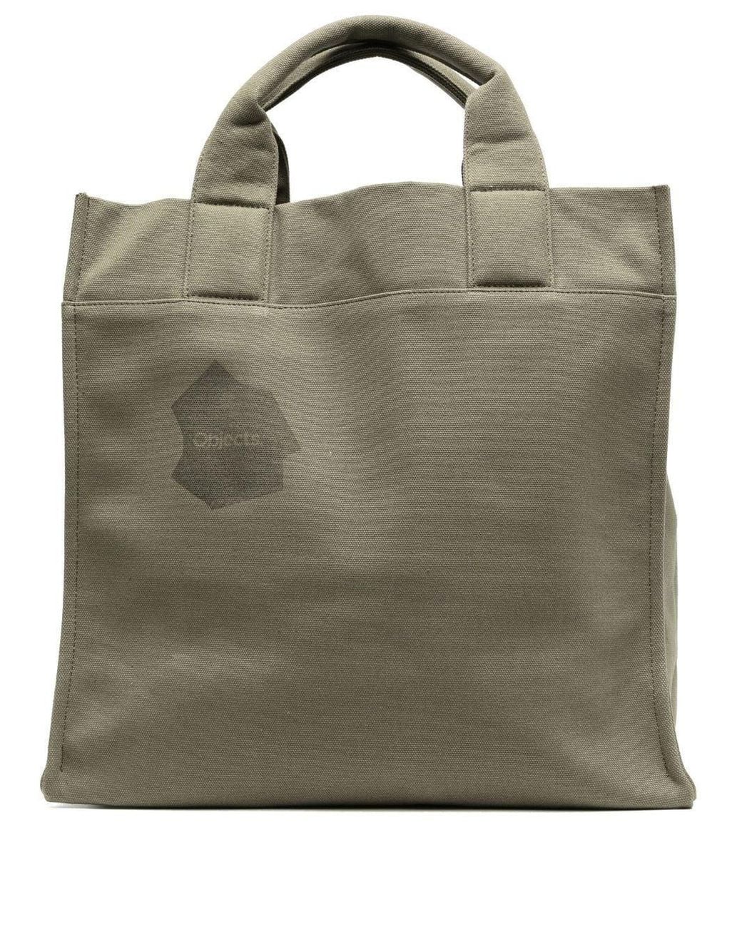 Objects IV Life Green Logo-Print Canvas Tote Bag for men