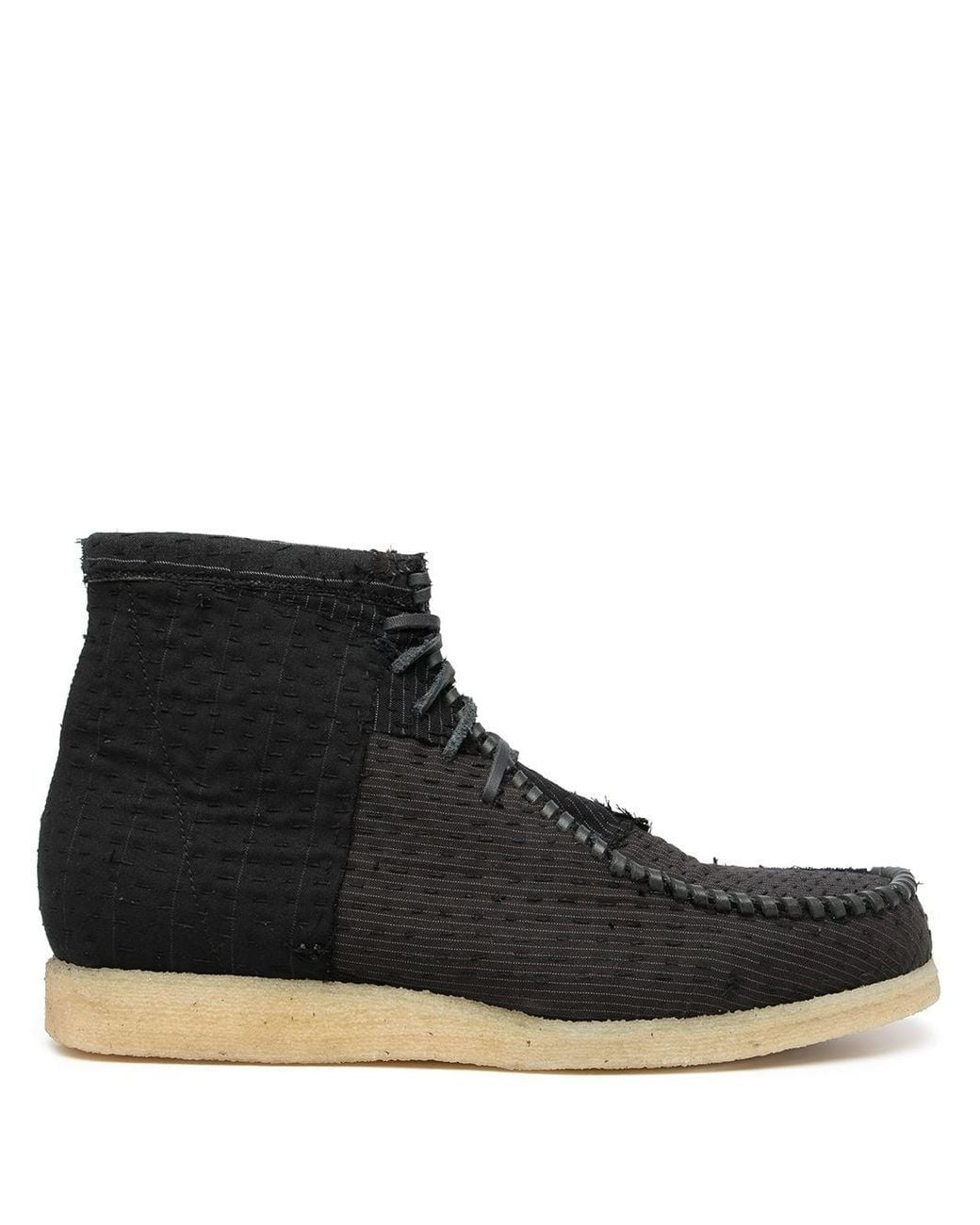 By Walid Black Lace-Up Desert Boots for men