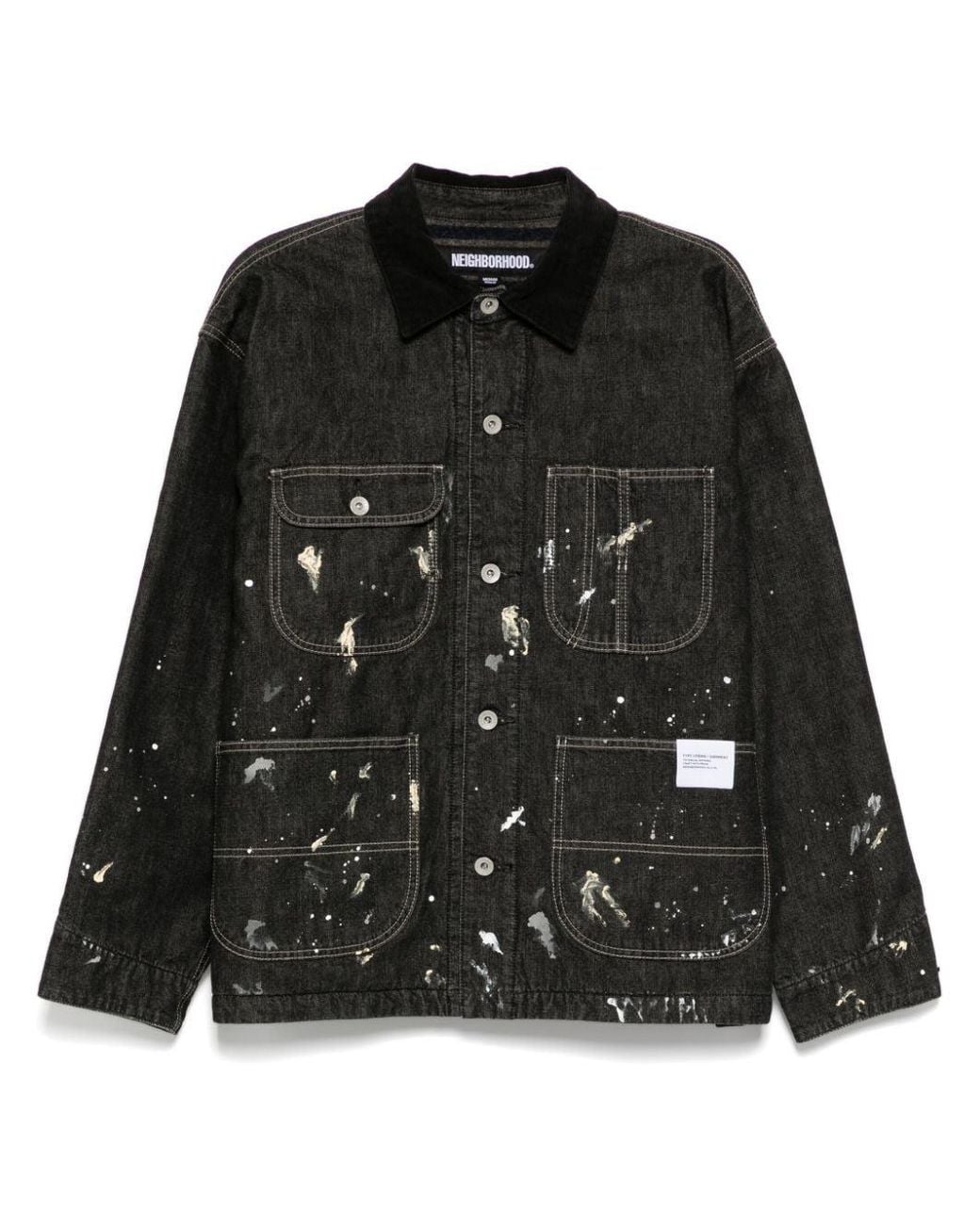 Neighborhood Black Corduroy-Collar Washed-Coverall Jacket for men