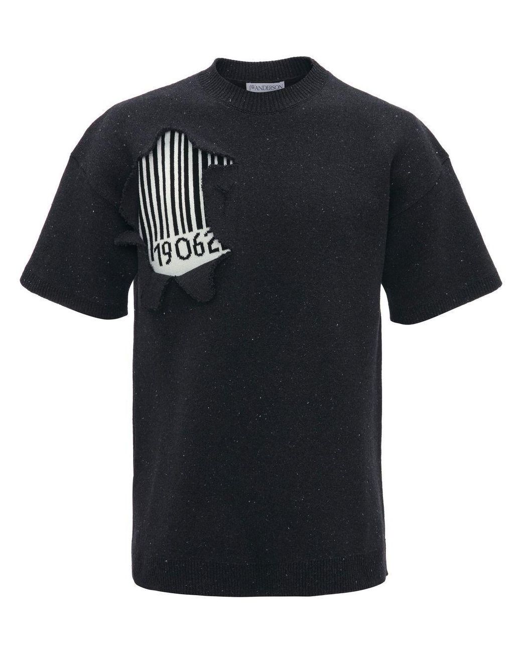 J.W. Anderson Black Barcode-print Short-sleeved Sweatshirt for men