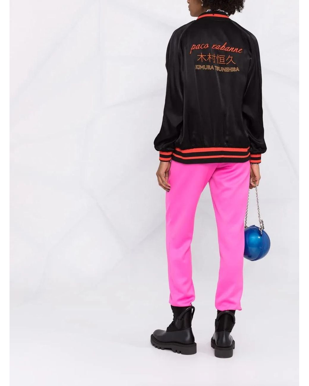 Rabanne Pink Logo Patch Bomber Jacket for men