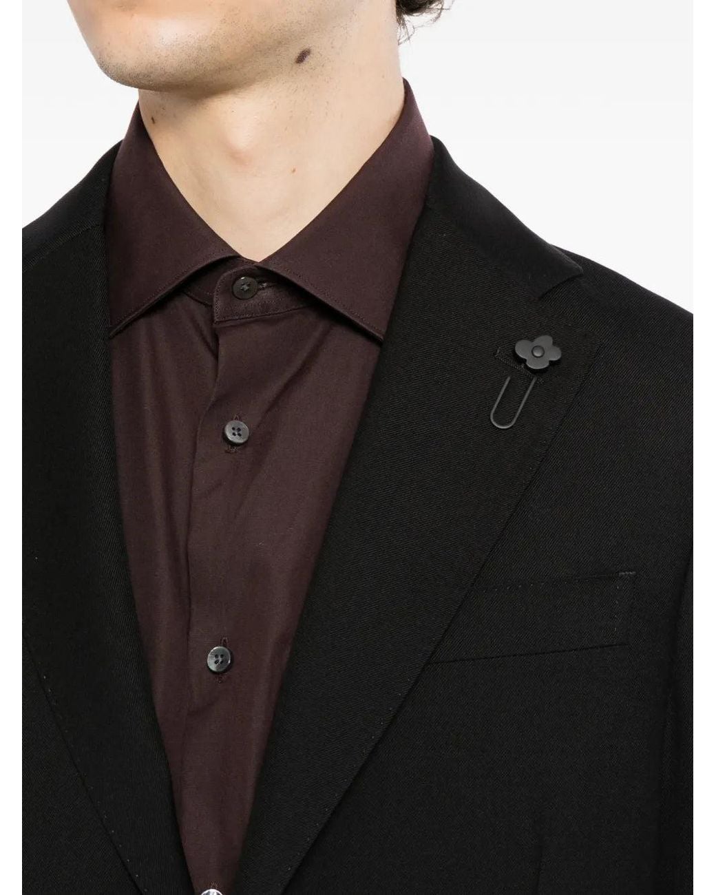 Lardini Black Wool Single-Breasted Suit for men