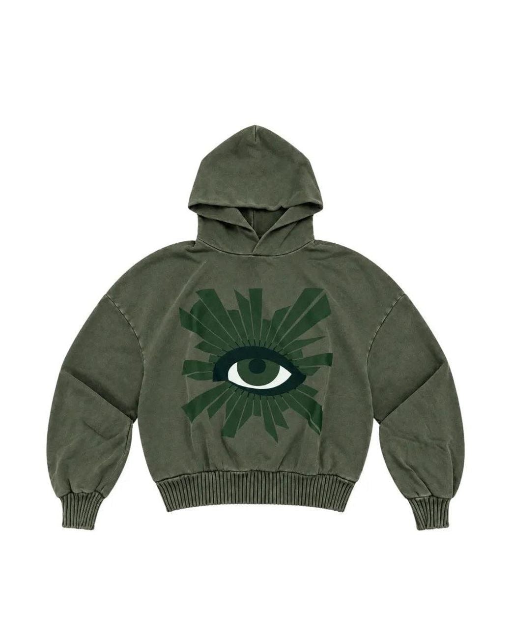 House of Errors Green Eye-Print Drop-Shoulder Hoodie for men