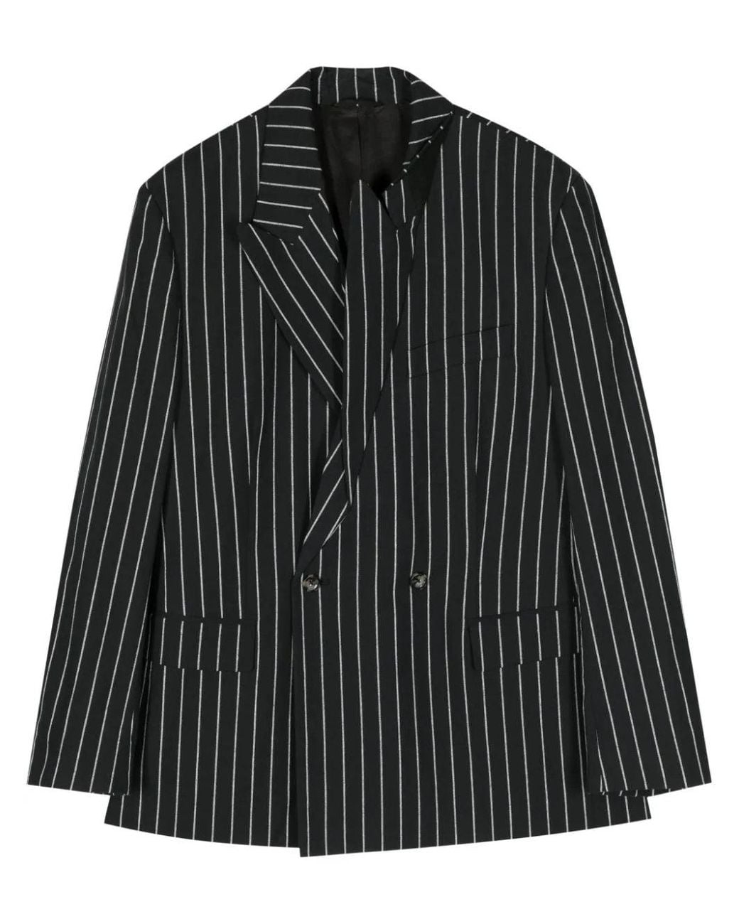 Marina Yee Black Striped Double-Breasted Blazer for men