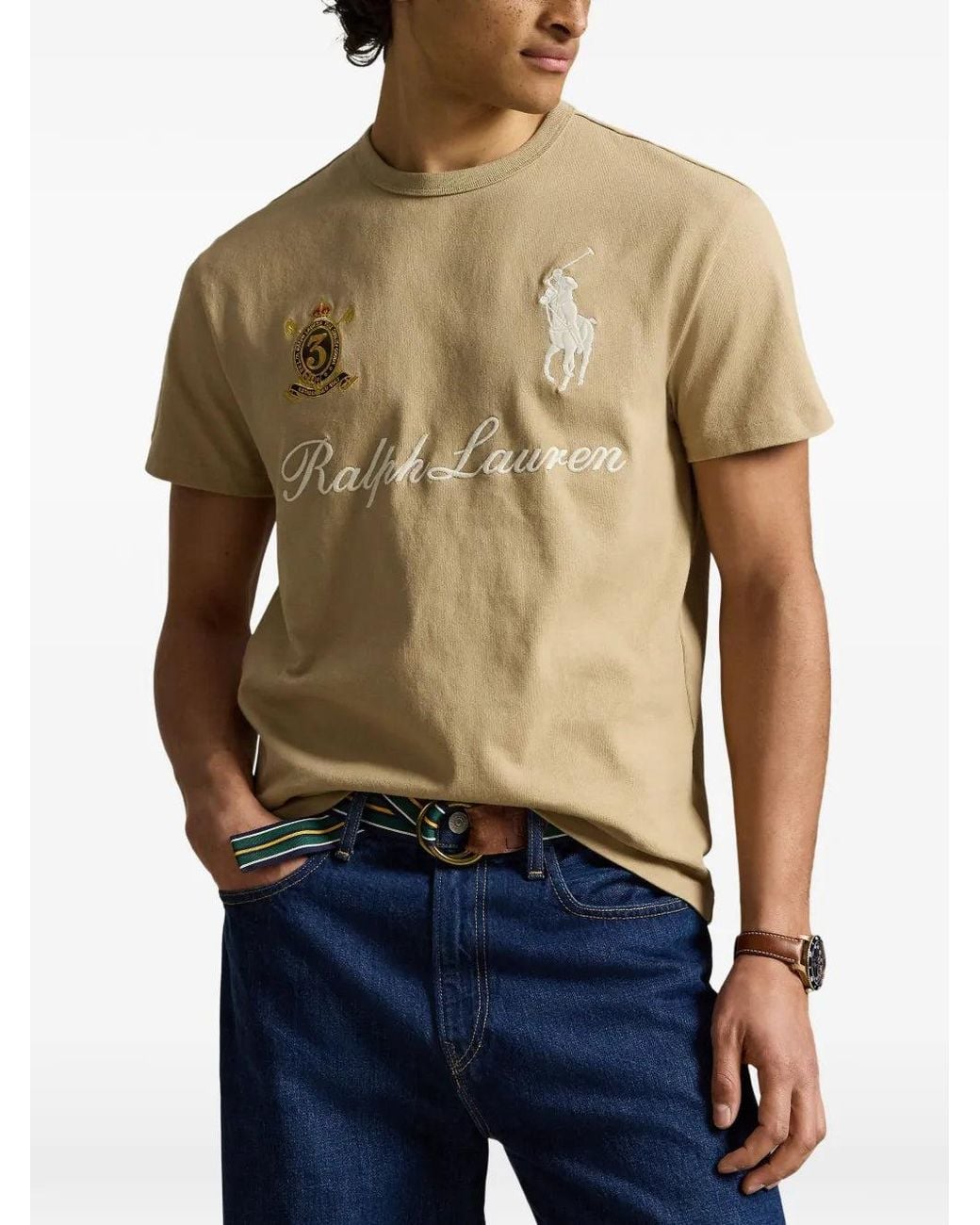 Polo Ralph Lauren Blue Big Pony Logo-Embroidered T-Shirt for men