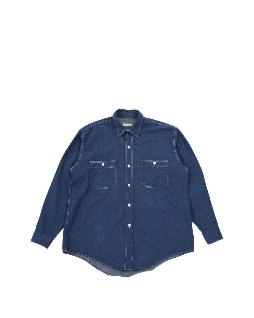 Kaptain Sunshine Blue Contrast-Stitch Chest-Pockets Shirt for men