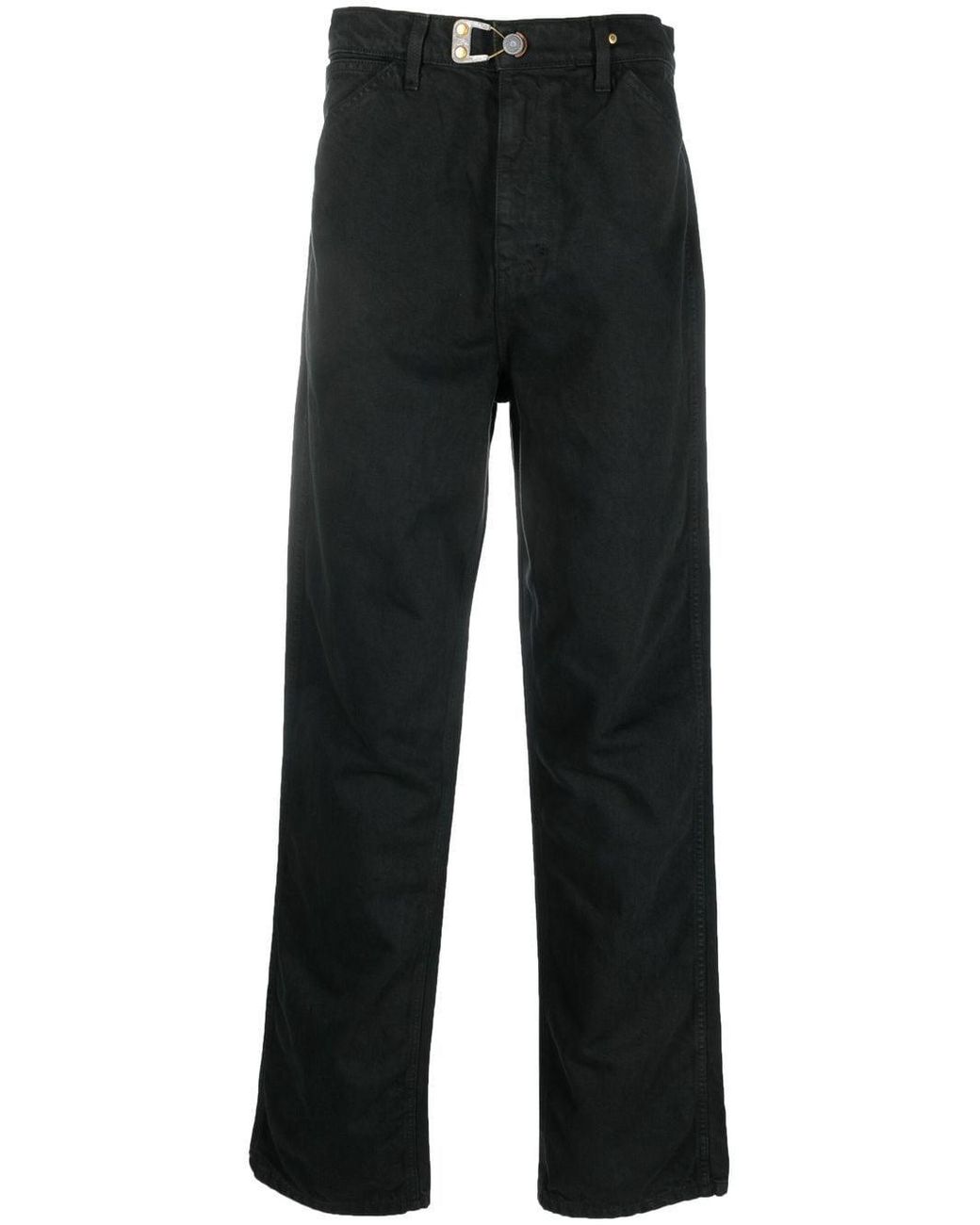 Objects IV Life Black Buckle-Detail Straight-Leg Jeans for men