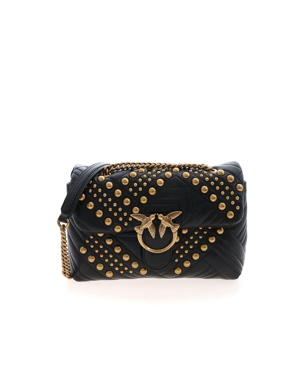 Pinko Love Classic Puff Woven Studs Bag in Black Lyst