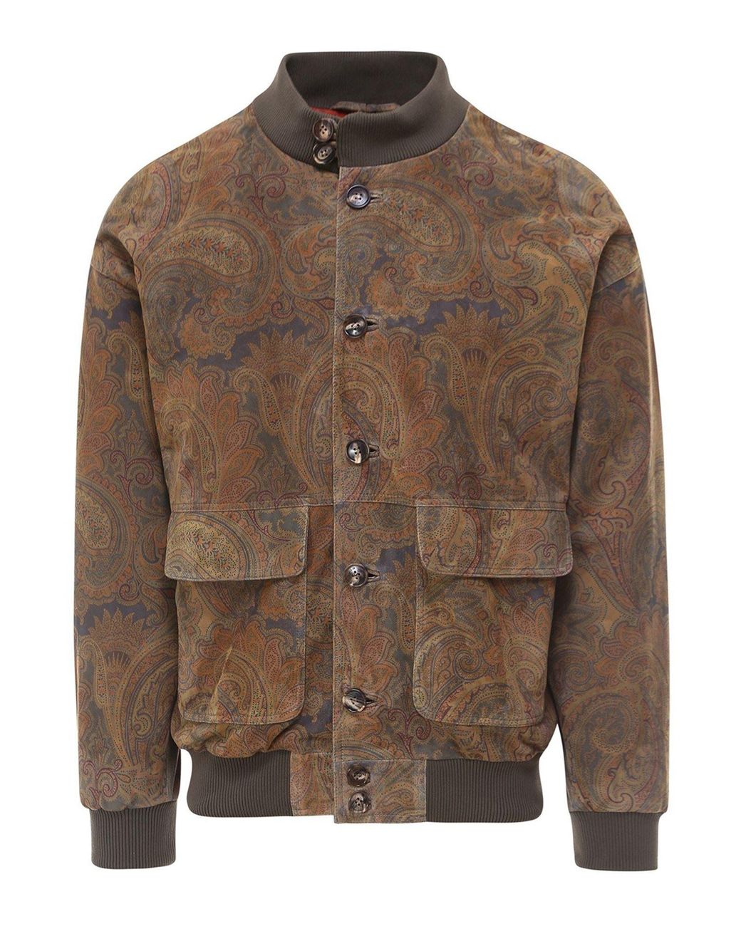 Etro Suede Paisley Jacquard Bomber Jacket in Brown for Men - Lyst
