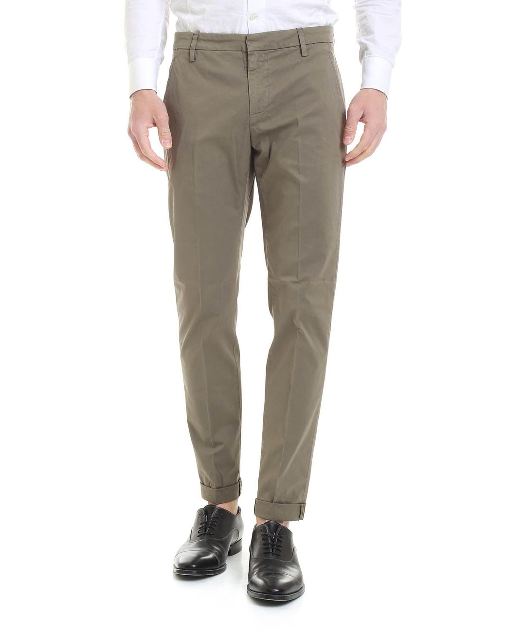 Dondup Cotton Gaubert Trousers In Olive Green for Men - Lyst