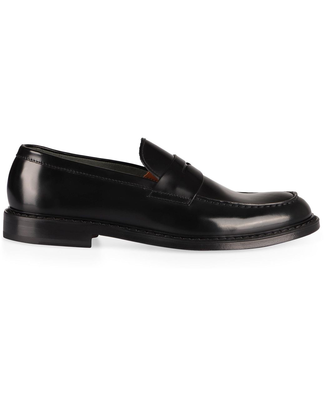 Doucal's Black Leather Loafers for men