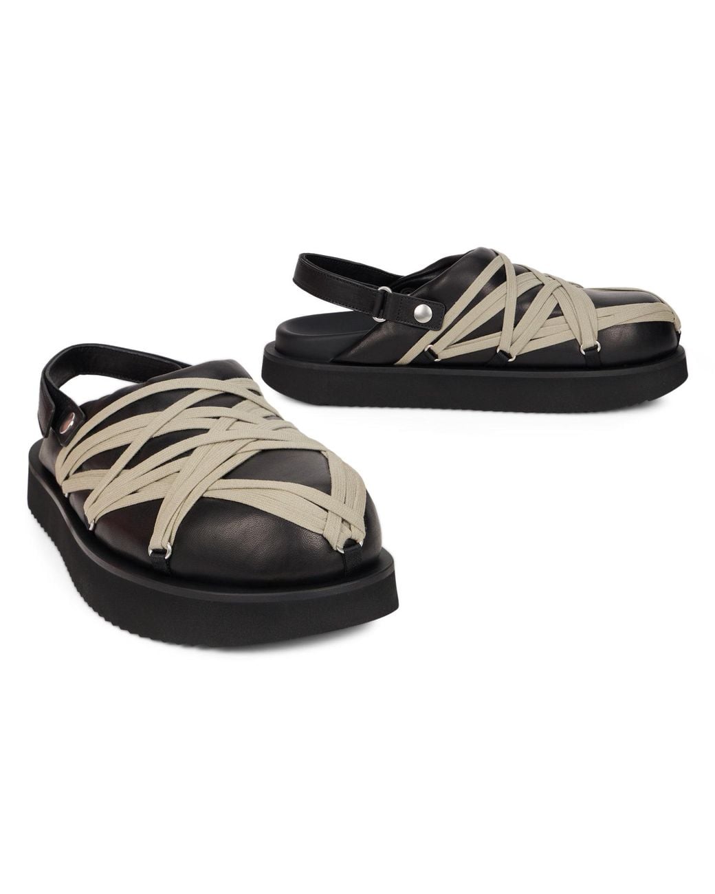 Rick Owens Black Mules With Laces for men