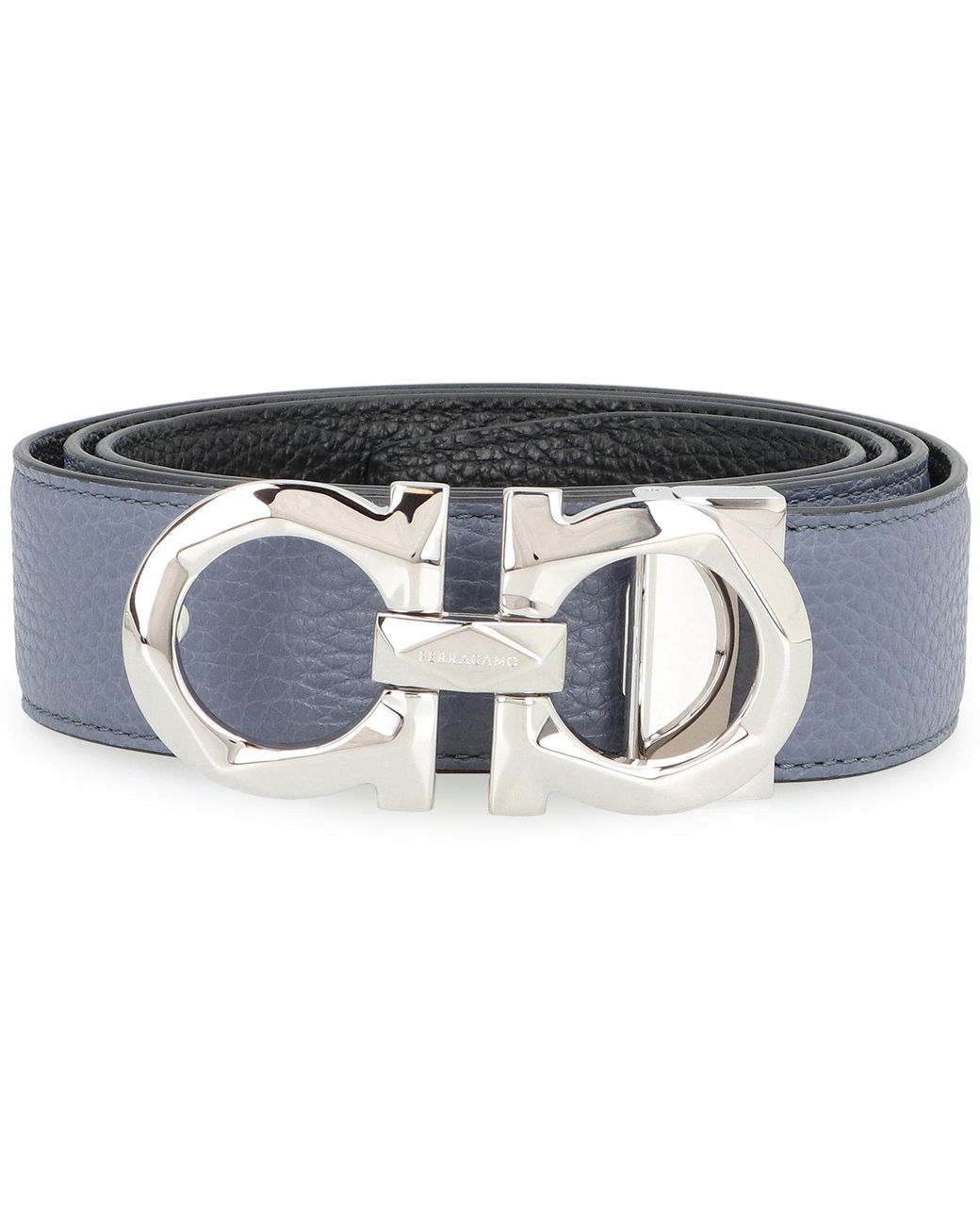 Ferragamo Gray Gancini Reversible Leather Belt Calf for men