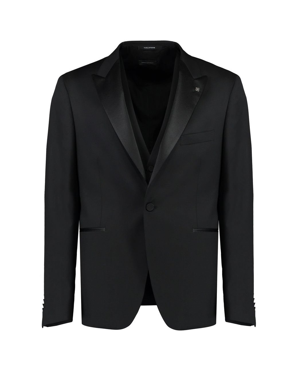 Tagliatore Black Wool Vest for men
