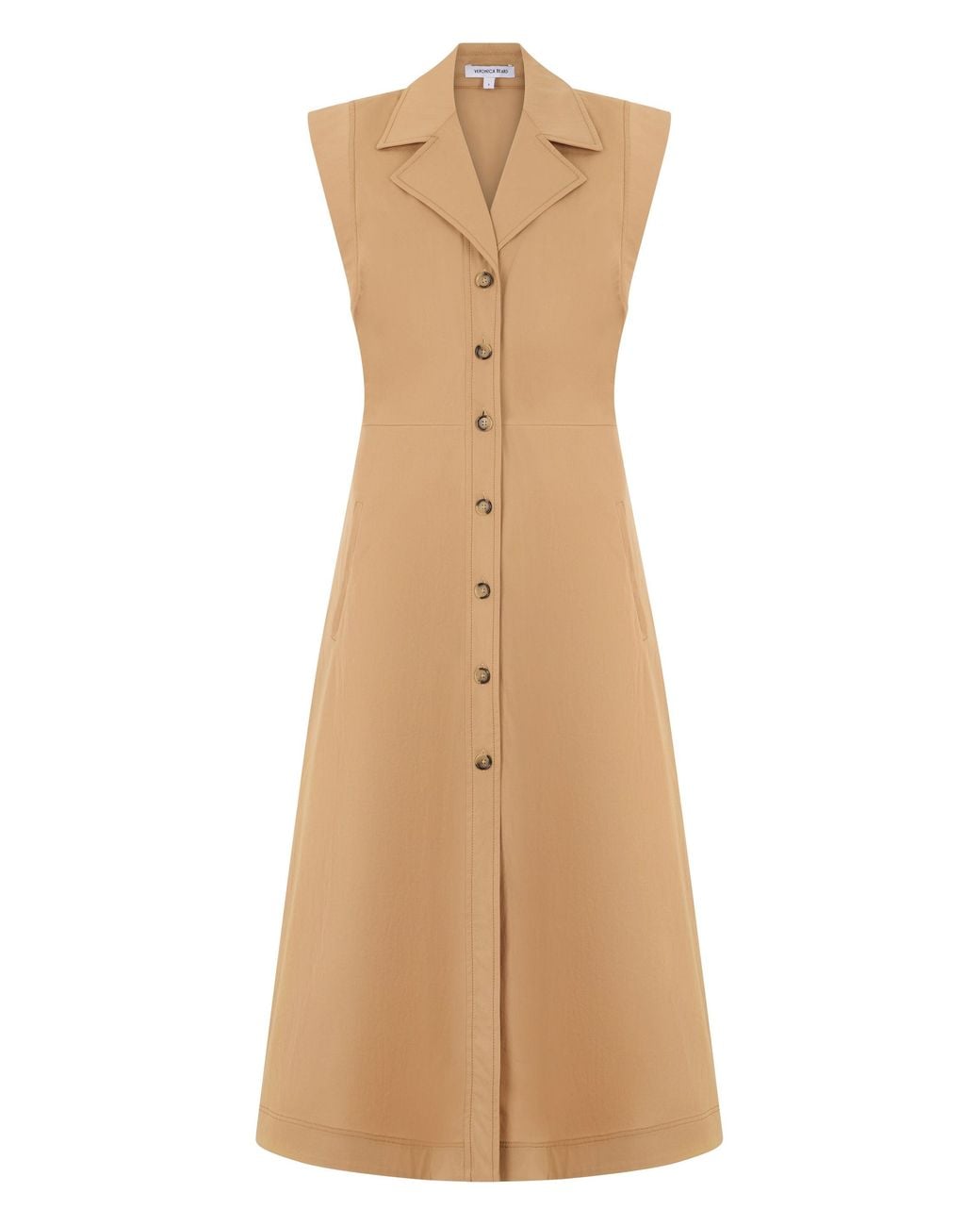 Veronica Beard Natural Midi Dress Cotton-Blend Viscose