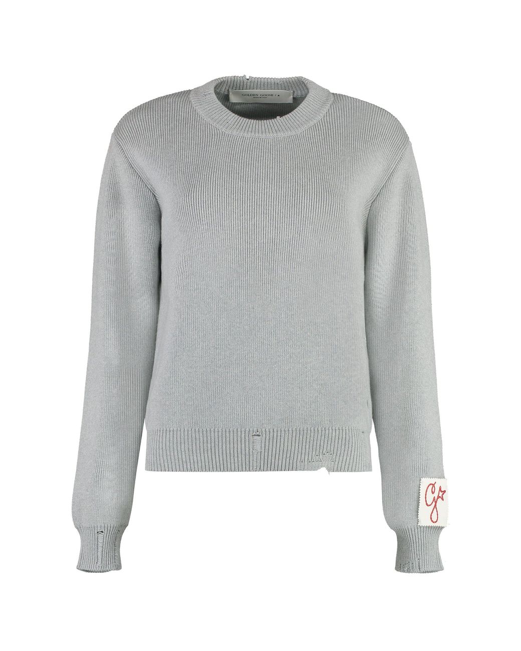 Golden Goose Deluxe Brand Gray Chic Distressed Cotton Sweater