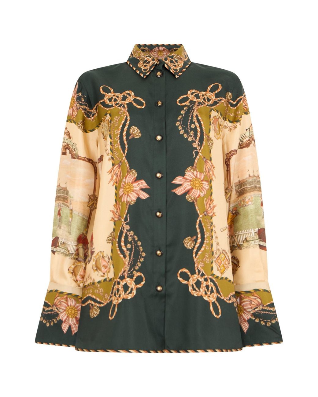 Zimmermann Green Silk Shirt With Print