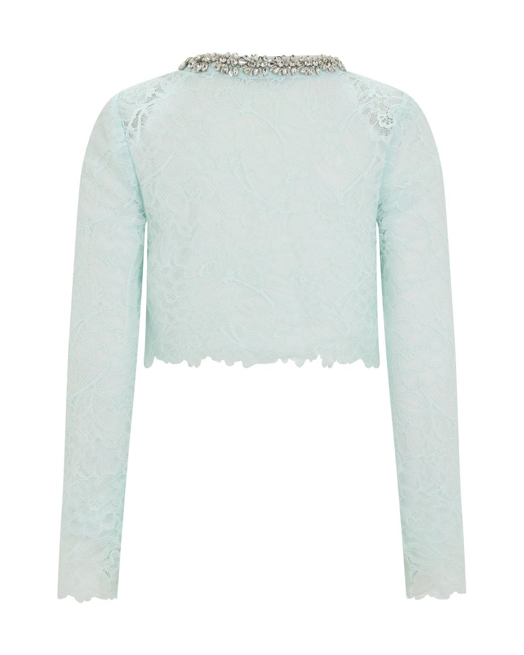 Self-Portrait Green Lace Cropped Jacket