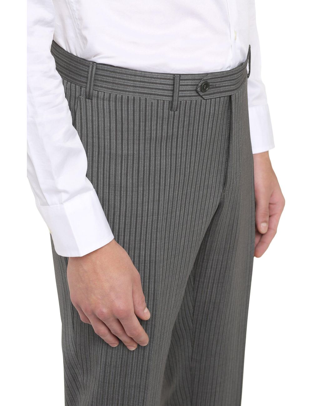 Canali Gray Tailored Wool Trousers for men