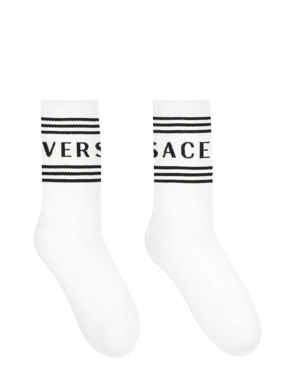 Versace Black Cotton Socks With Logo for men