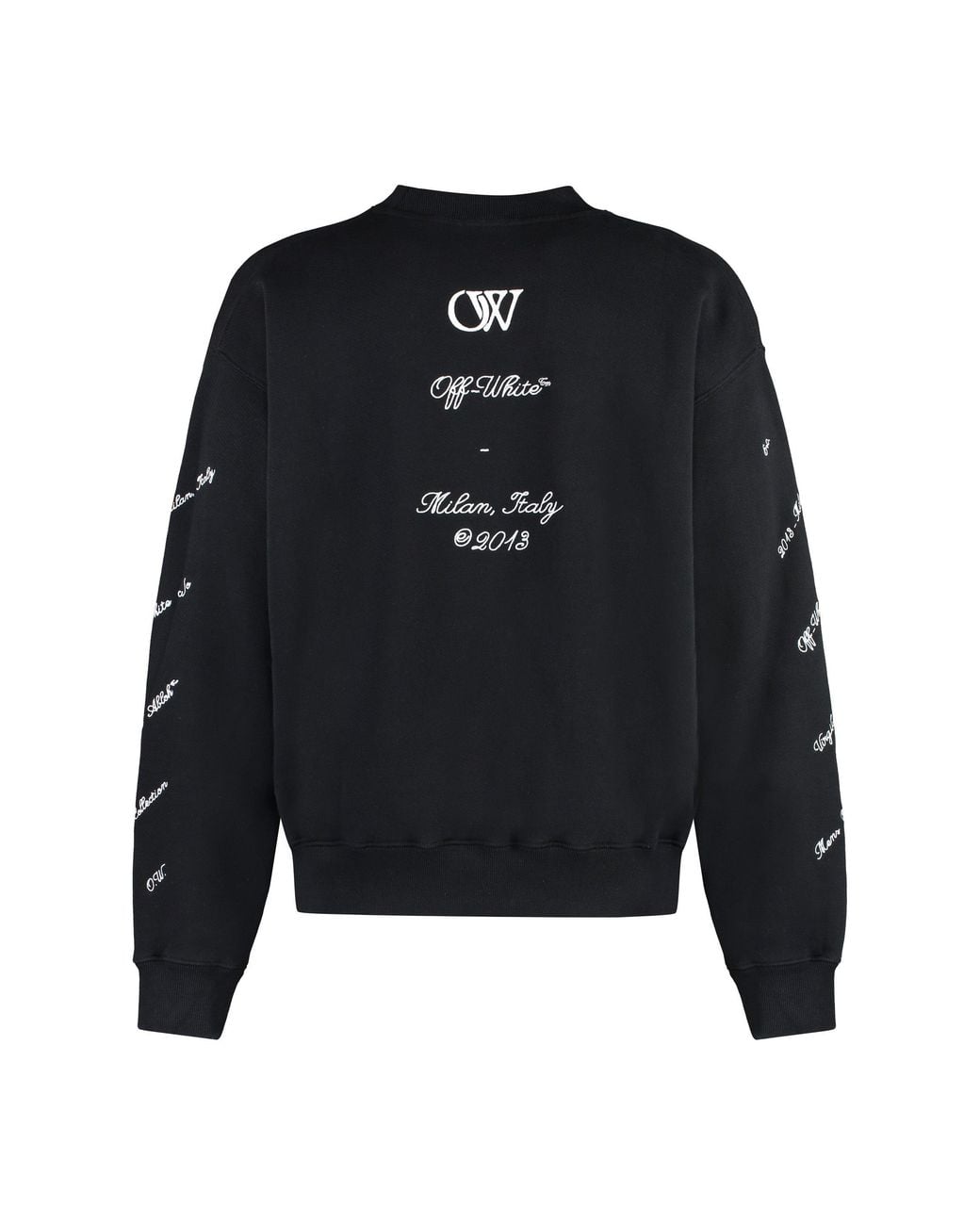 Off-White c/o Virgil Abloh Black Cotton Crew-Neck Sweatshirt General Crocodile Skin Sweatshirts for men