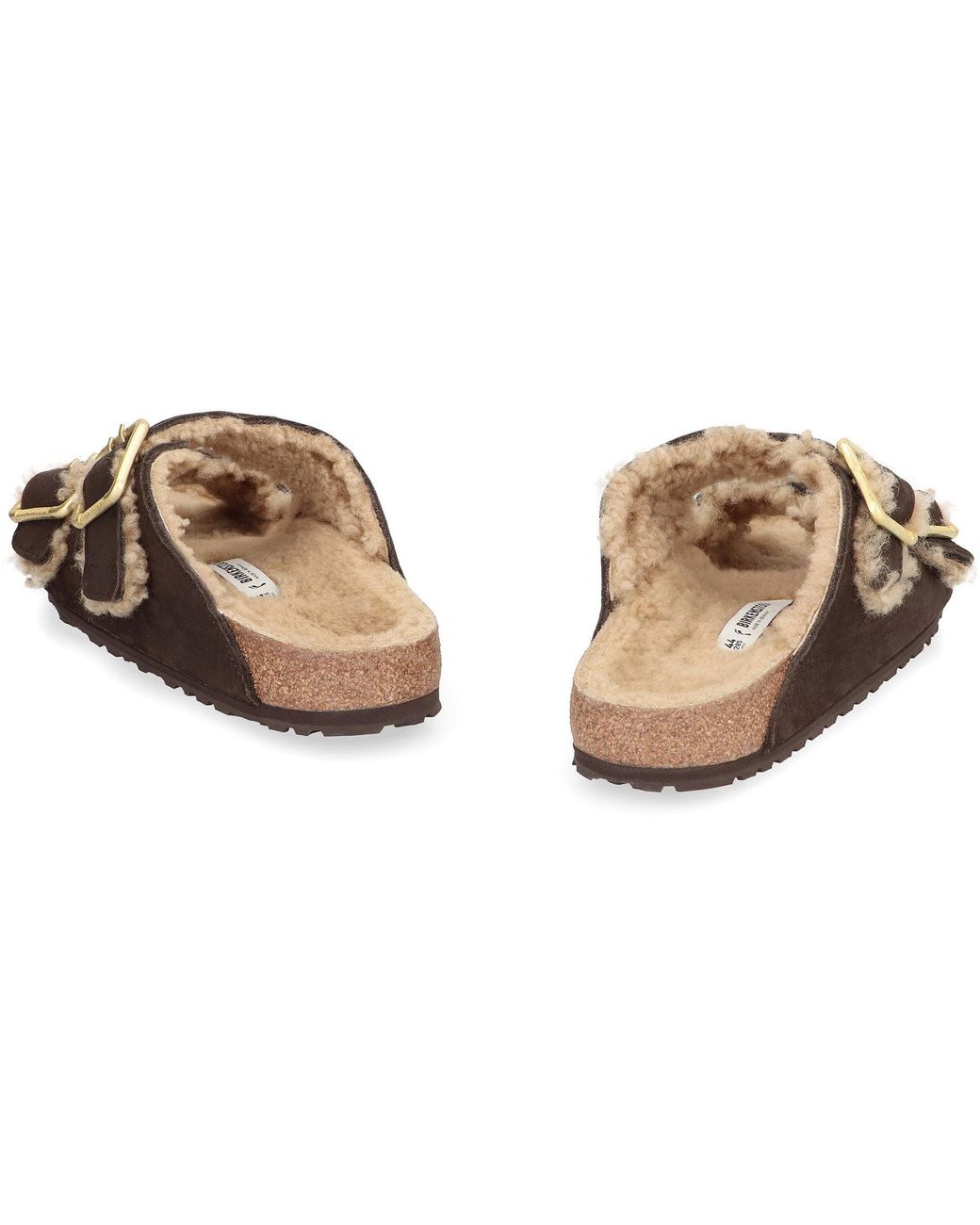 Birkenstock Brown Arizona Suede Shearling Slides for men