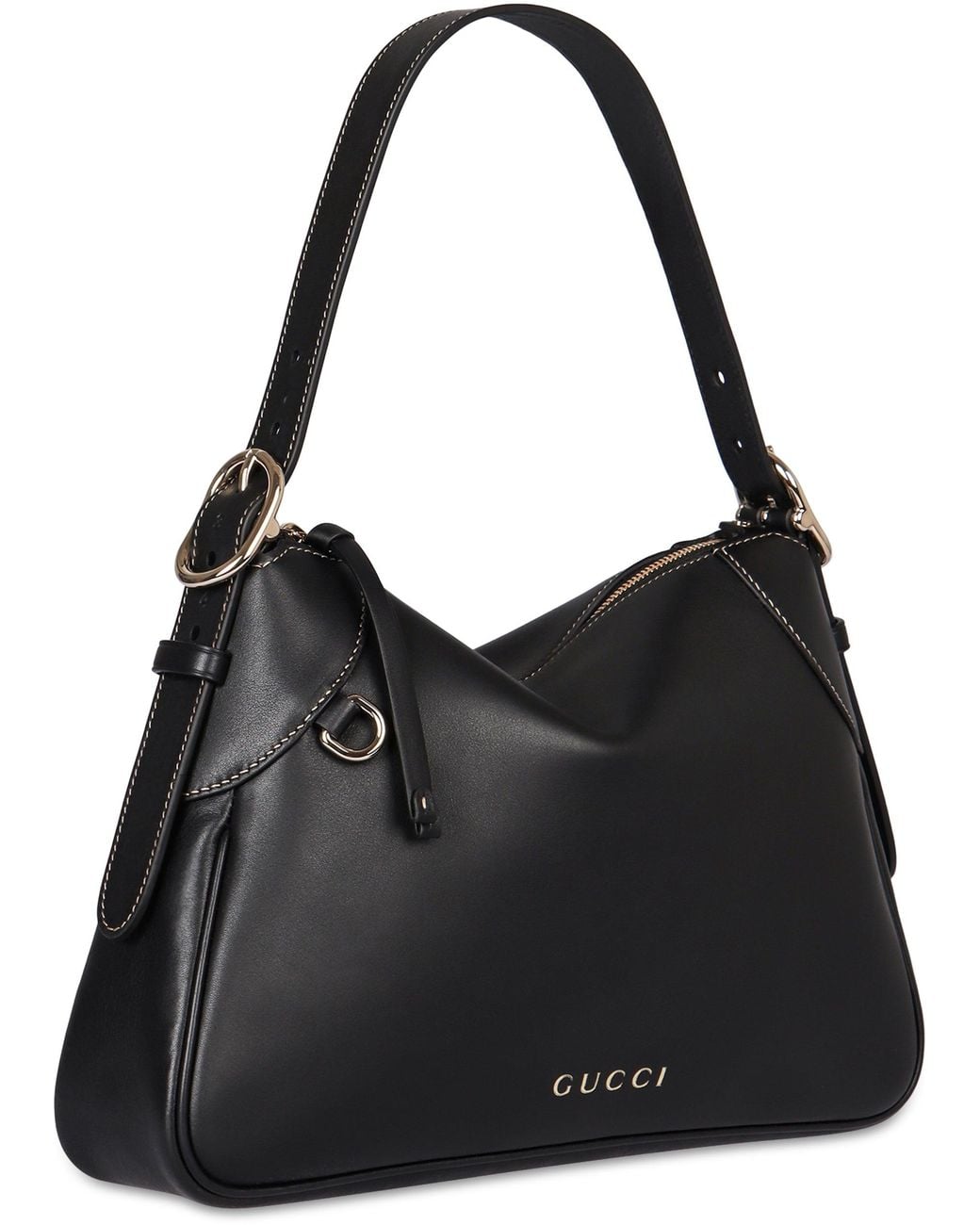 Gucci Black Gg Emblem Leather Shoulder Bag