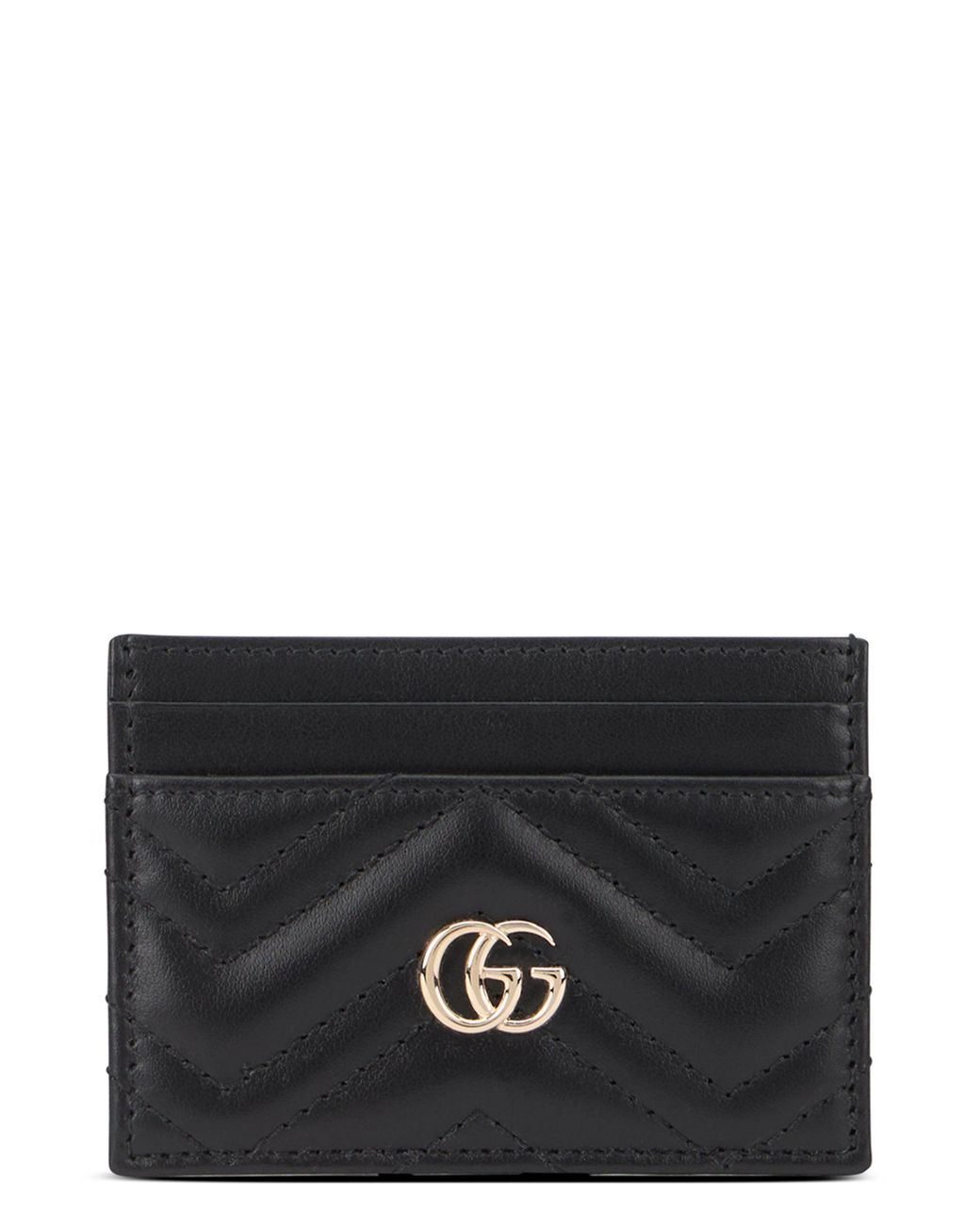 Gucci Black Leather Wallet Gg Marmont Calf Skin & Purses