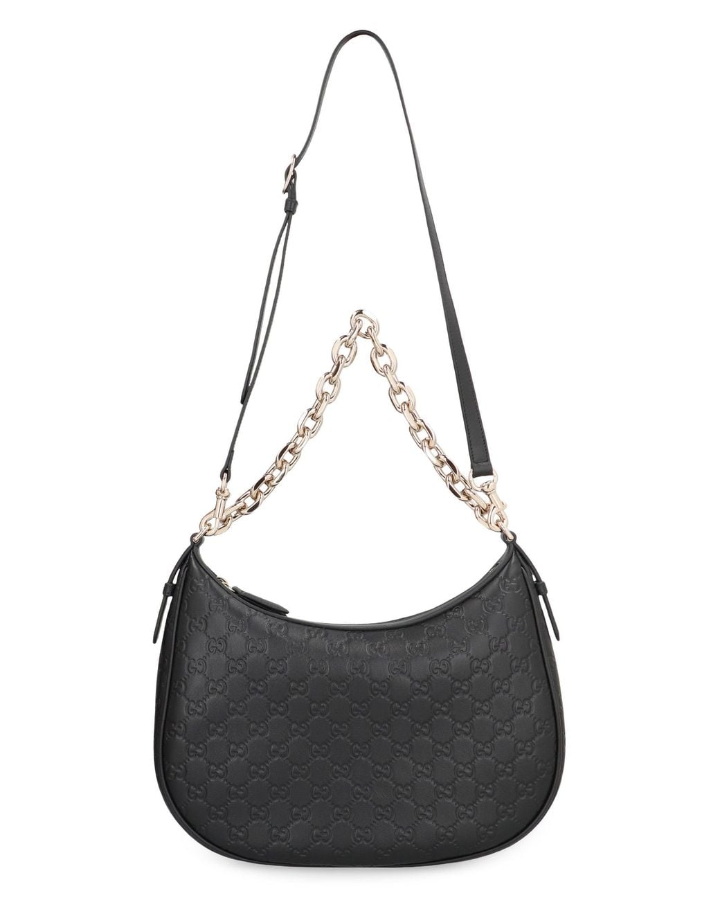 Gucci Black Gg Emblem Leather Shoulder Bag