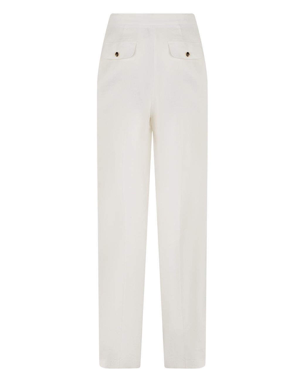 Elisabetta Franchi White Straight Trousers High-Waisted Linen
