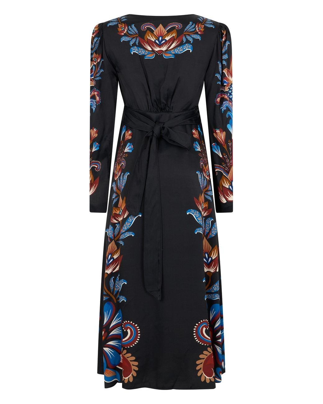 Farm Rio Black Long Dress With Floral Print
