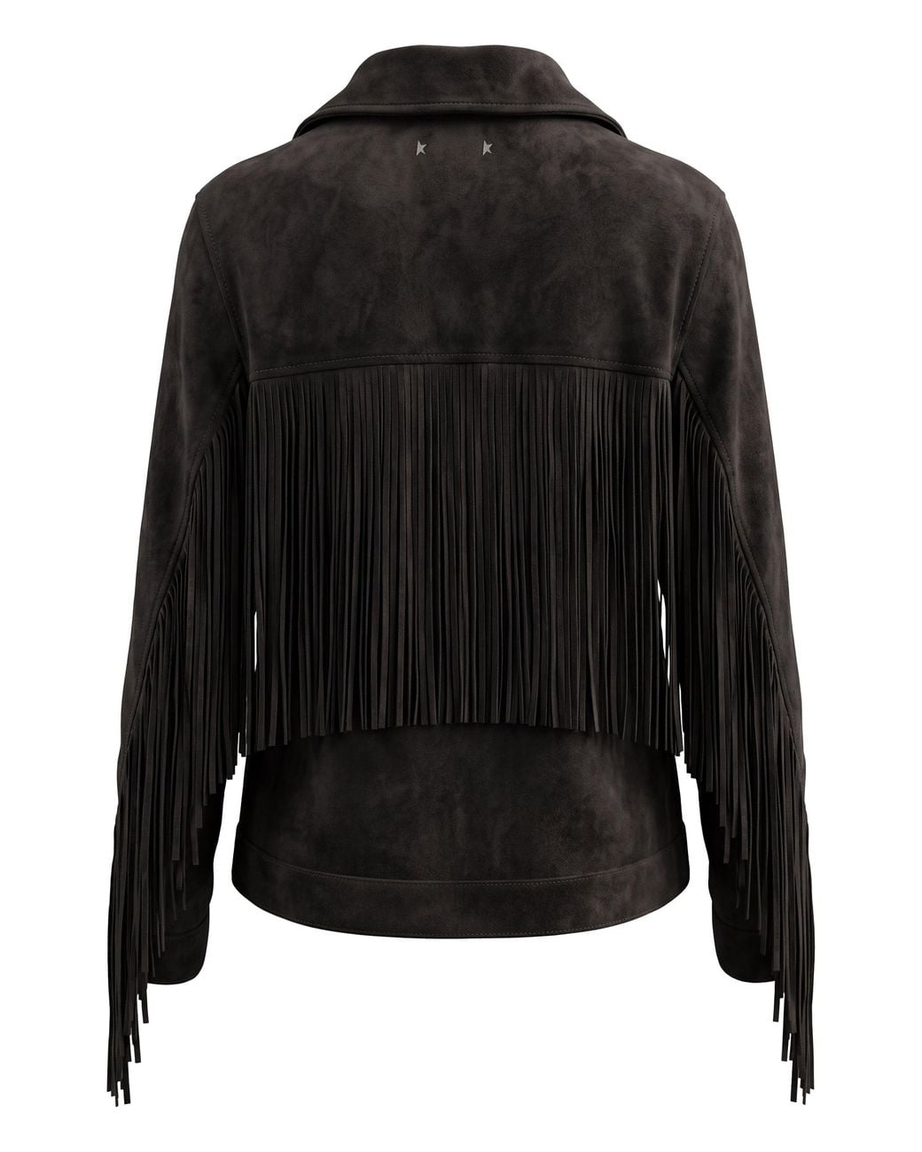 Golden Goose Deluxe Brand Black Suede Jacket With Fringes