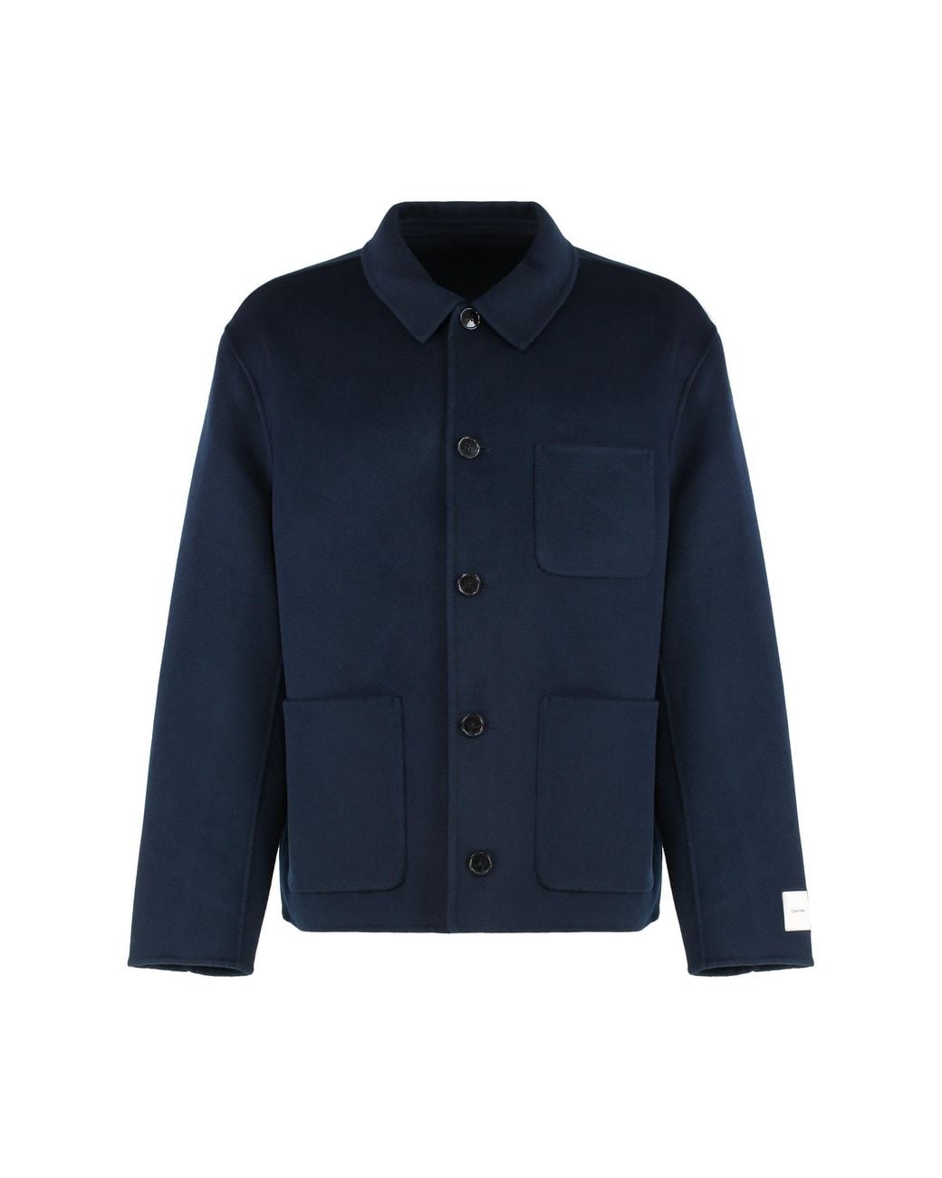 Calvin Klein Blue Jacket Wool-Blend Recycled Wool Bomber for men