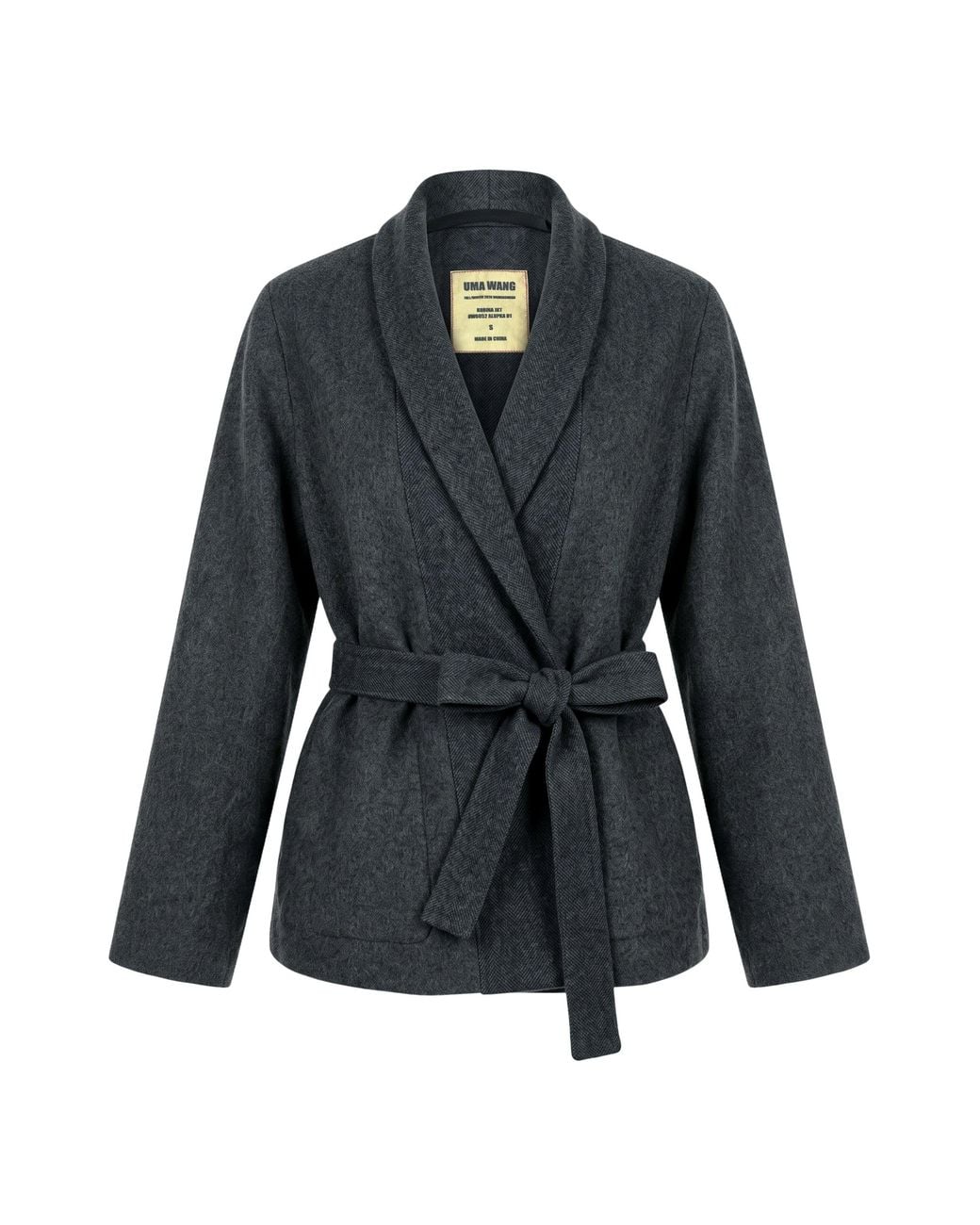 Uma Wang Black Jacket Made Of Mixed Silk And Cashmere With Belt