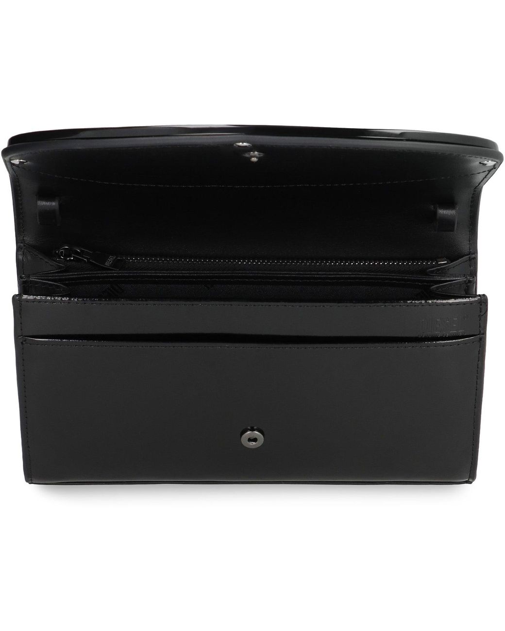 DIESEL Black 1Dr Leather Wallet On Chain