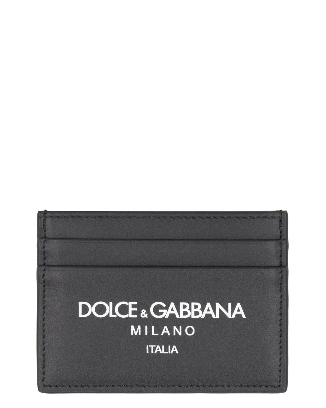 Dolce & Gabbana Black Leather Card Holder Calf Wallets & Cardholders for men