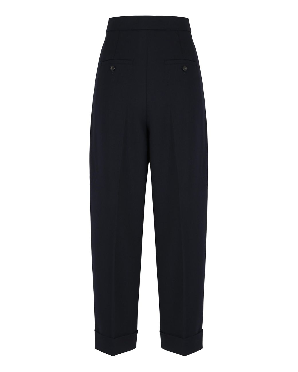 Max Mara Blue High-Waisted Wool Pants Virgin Tapered Trousers