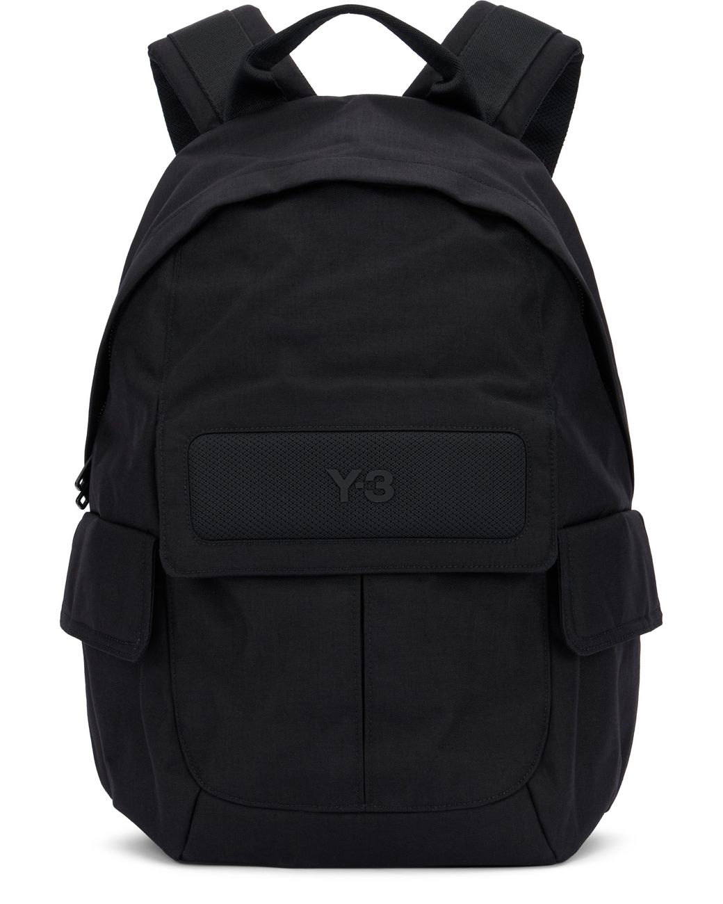 Y-3 Black Canvas Cotton Backpack With Pockets for men